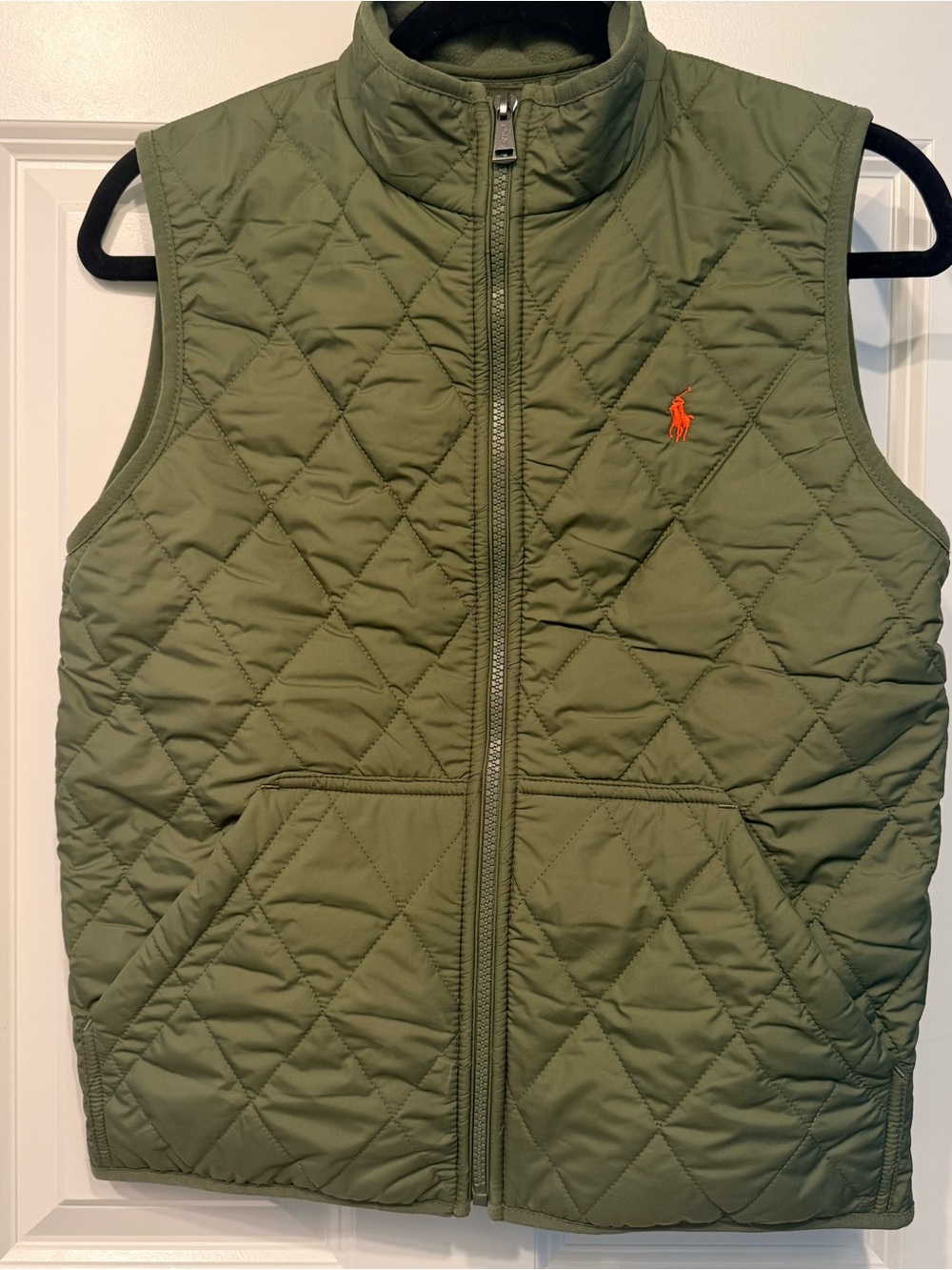 Polo Ralph Lauren Boys Quilted Fleece Lined Vest L (14-16) Olive NWOT